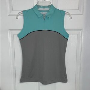 Slazenger Golf Icelandic Colorblock Sleeveless Polo Light Heather Grey Aqua